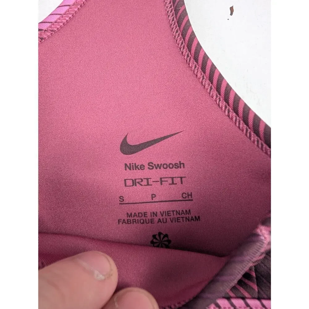 Nike Youth Girls Small Swoosh Dri-Fit Sports Bra - Sweet Beet Logo